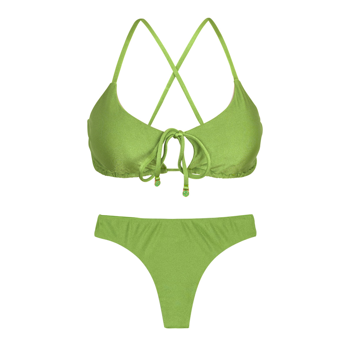 Product Front: Rio De Sol Two Piece Swimwear Set Shimmer-Botanica Tank-Tie Nice-Fio