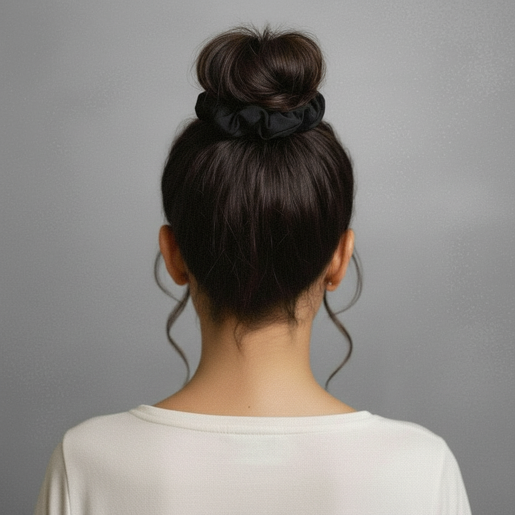 Model Back: Rio De Sol Hair Accessory Nero Scrunchie