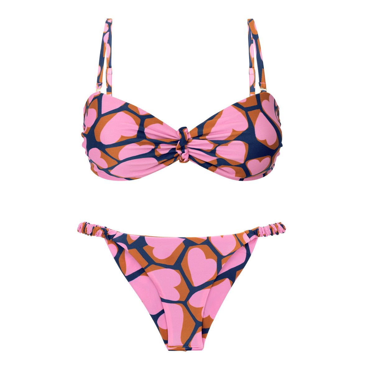 Product Front: Rio De Sol Two Piece Swimwear Set Amore-Pink Bandeau-Crispy Cheeky-Crispy