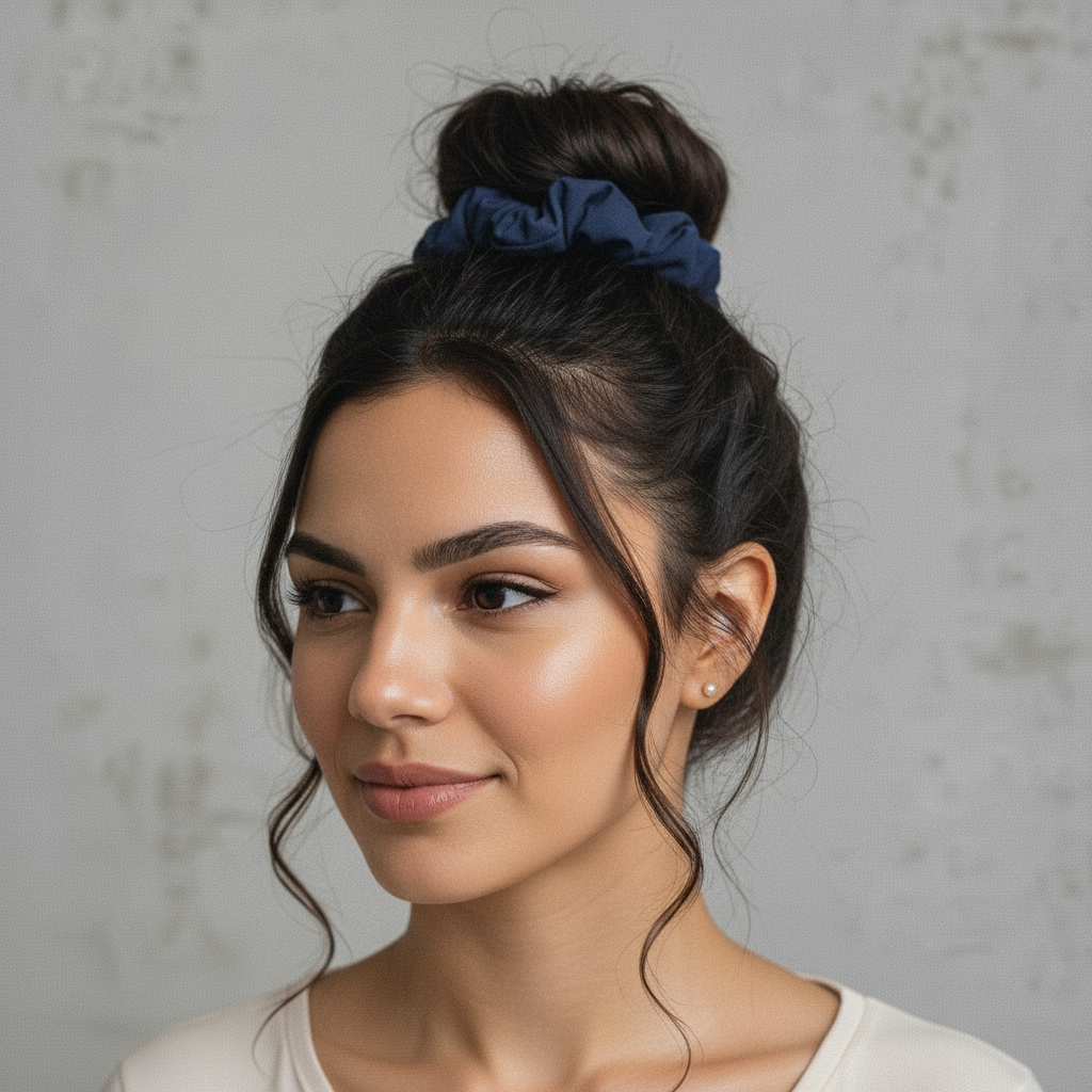 Image 03: Rio De Sol Hair Accessory Navy Scrunchie