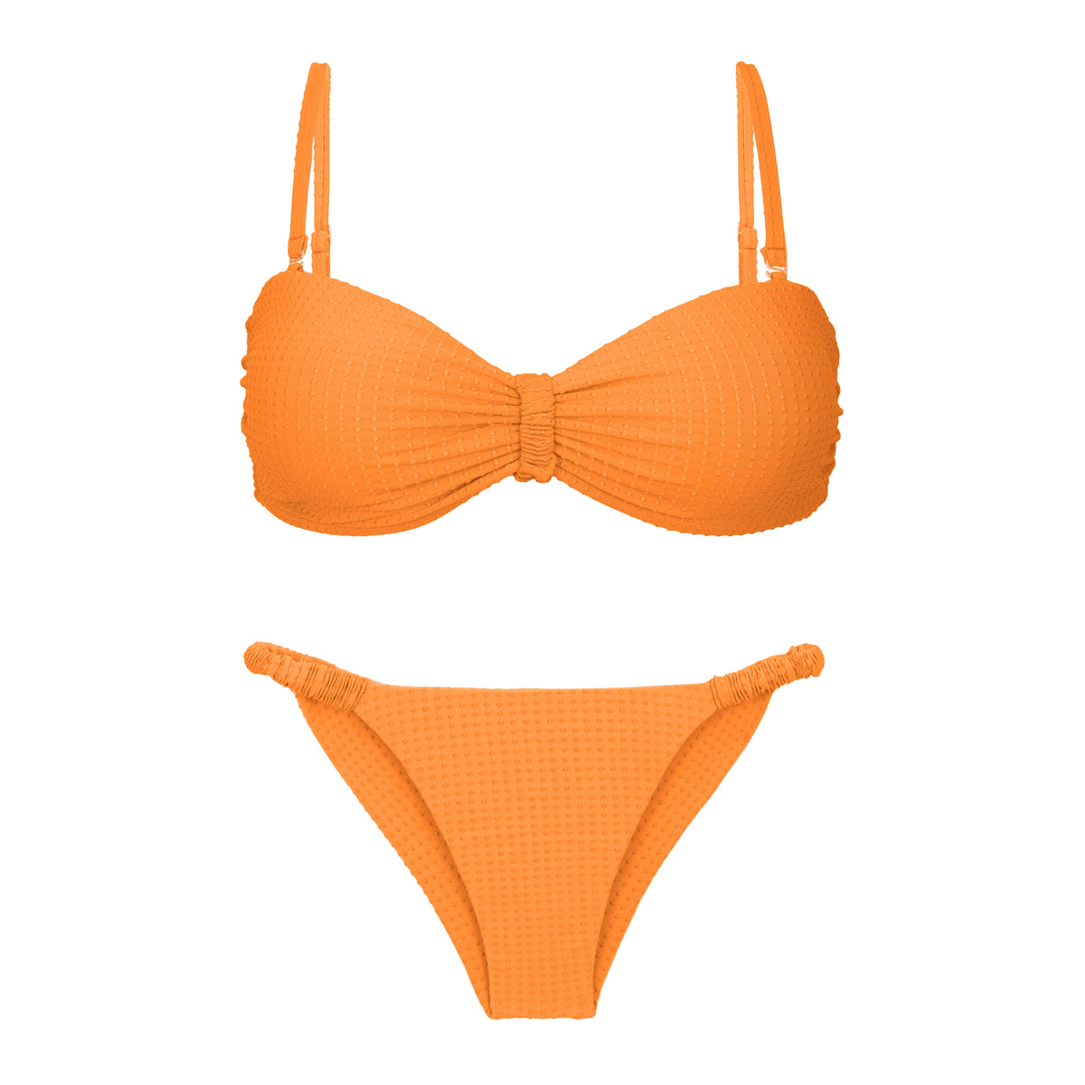 Product Front: Rio De Sol Two Piece Swimwear Set Dots-Mango Bandeau-Crispy Cheeky-Crispy