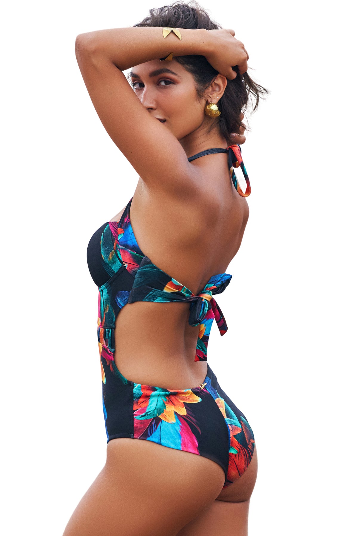 Image 04: Lua Morena One Piece Swimsuits Meia-Taca Brinco Preto
