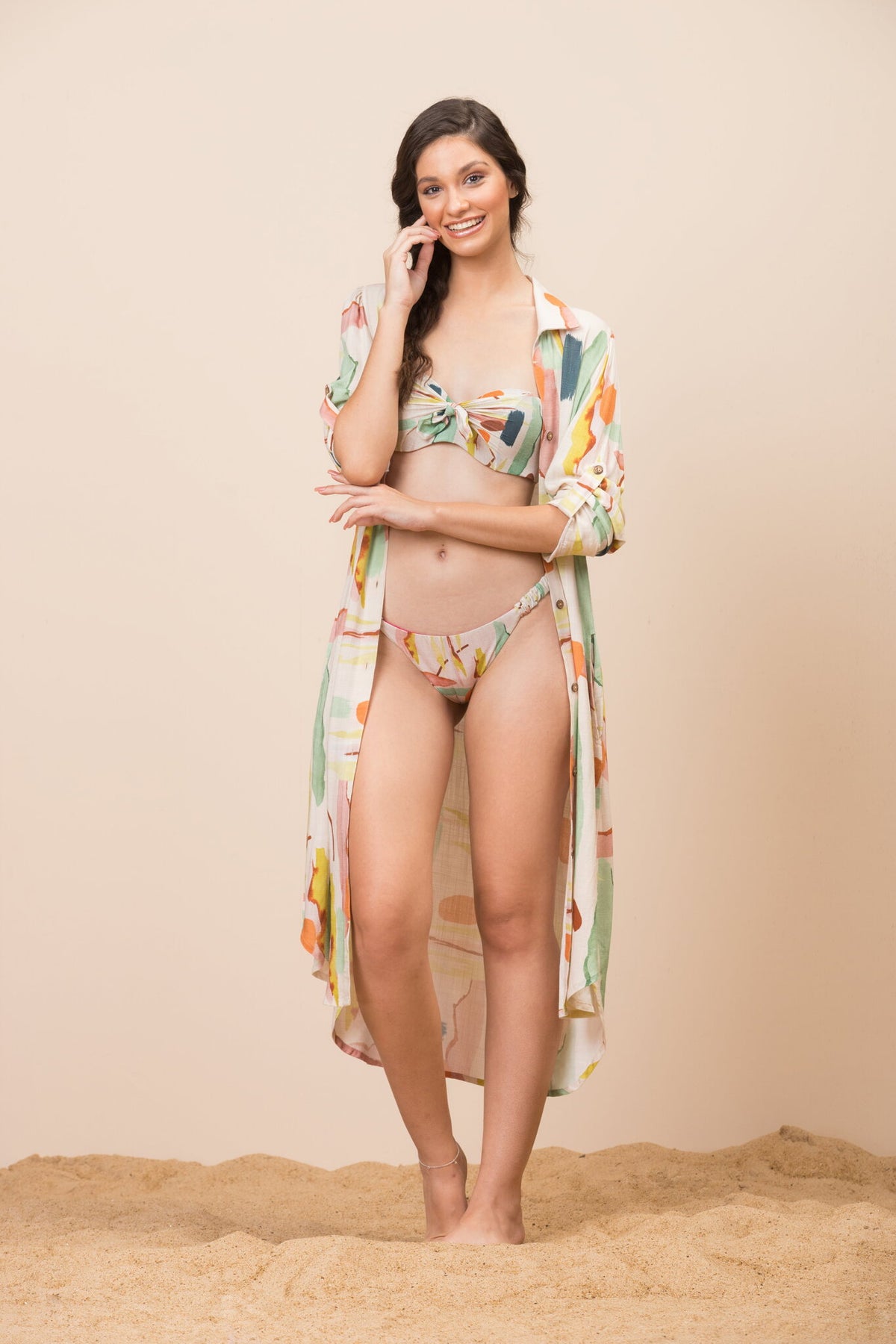 Image 04: La Playa Shirtdress Chemse Alongada Paleta