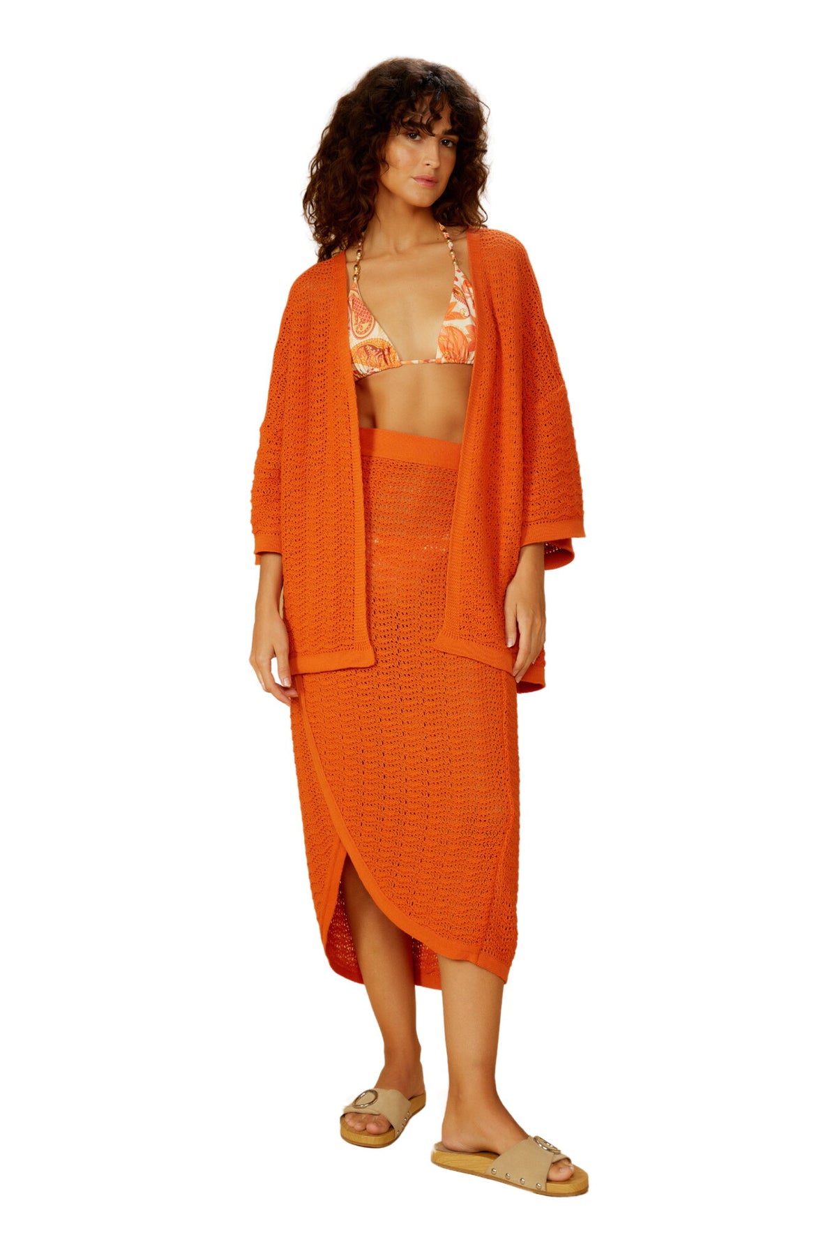 Model Front: Blueman Kaftans And Kimonos Laranja-Tricot Kimono