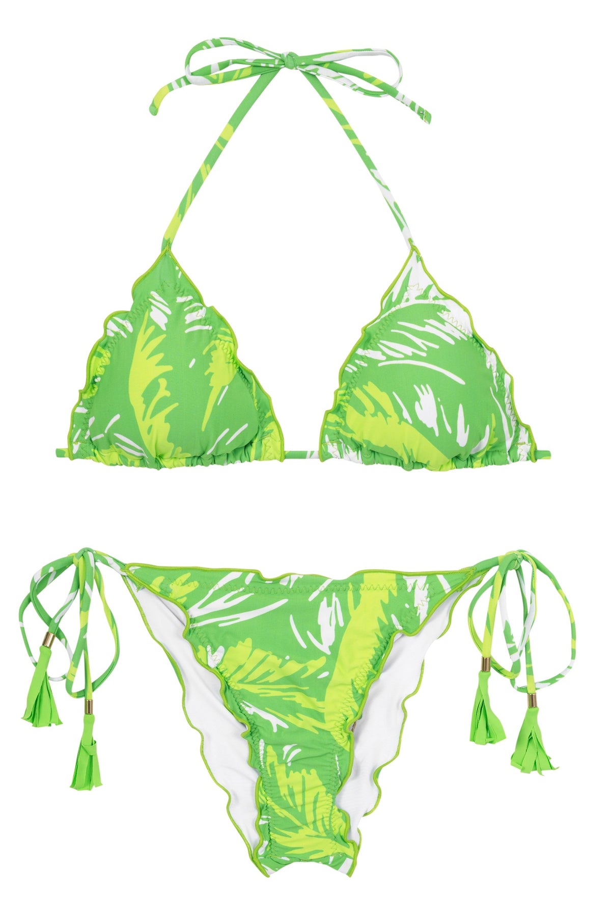 Product Front: Rio De Sol Two Piece Swimwear Set Green-Palms Frufru