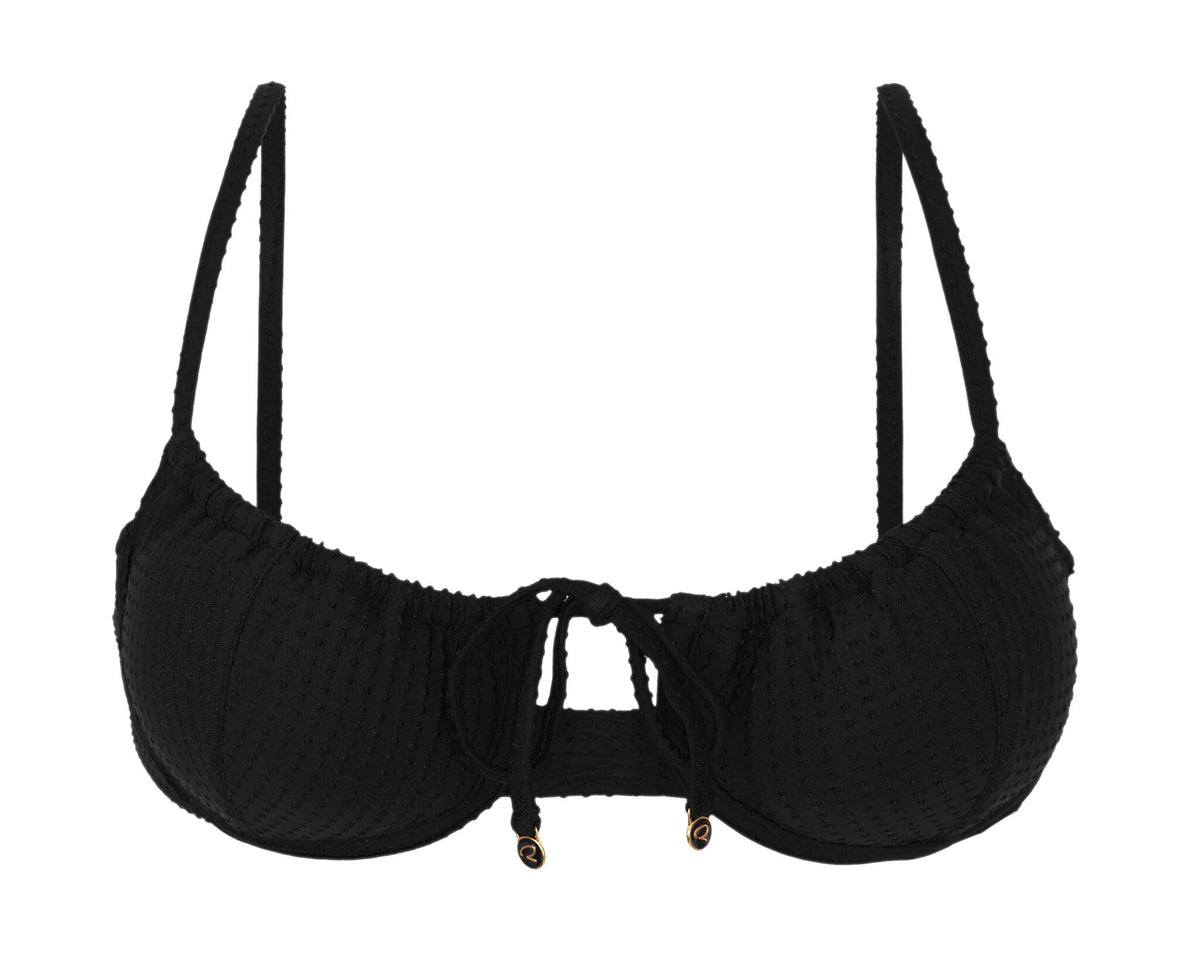 Product Front: Rio De Sol Bikini Tops Top Dots-Black Balconet-Tie