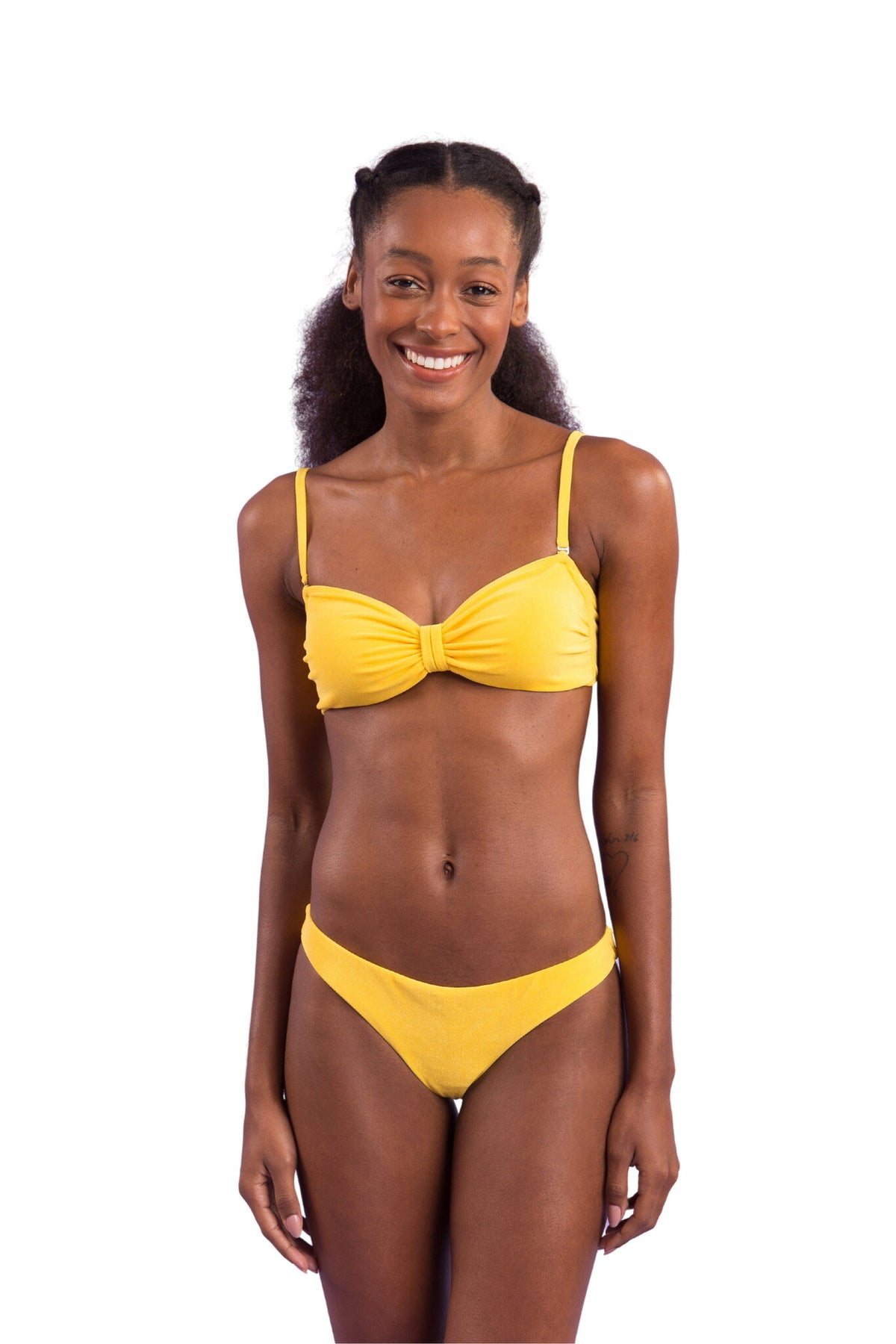 Model Front: Rio De Sol Bikini Tops Top Malibu-Yellow Bandeau-Duo