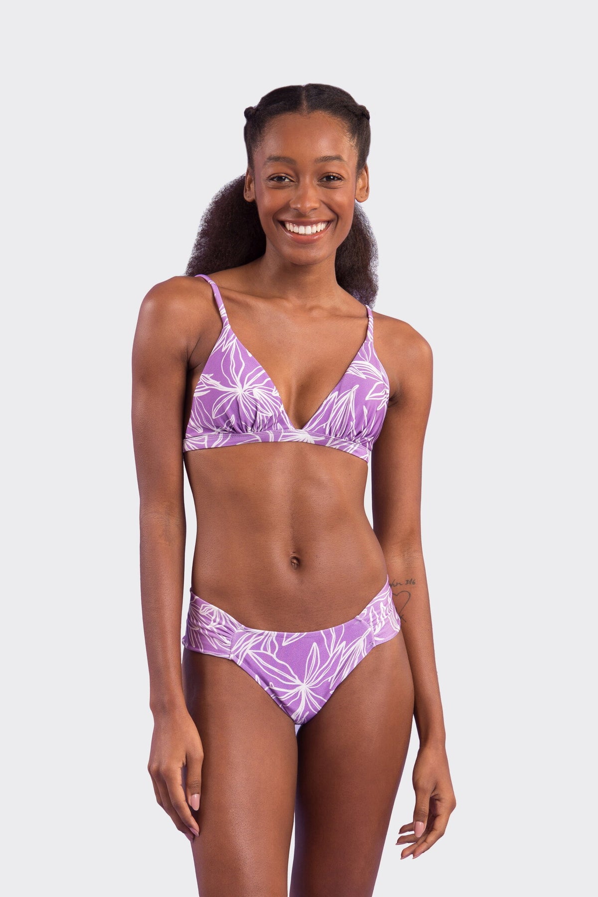 Model Front: Rio De Sol Bikini Bottoms Bottom Trail-Purple Baobi-Cheeky