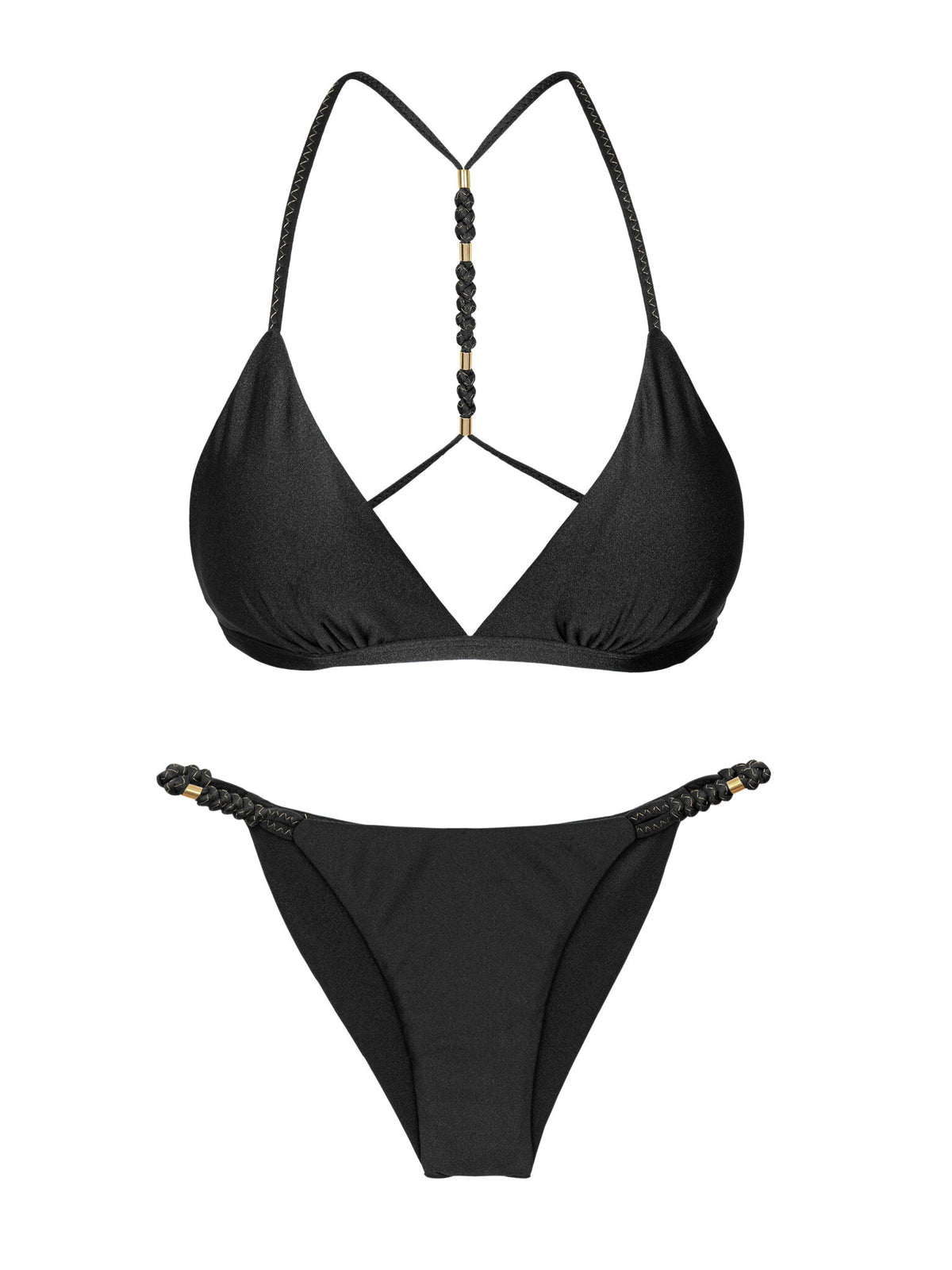 Product Front: Rio De Sol Two Piece Swimwear Set Shimmer-Black Tri-Fixo-Noa Cheeky-Noa