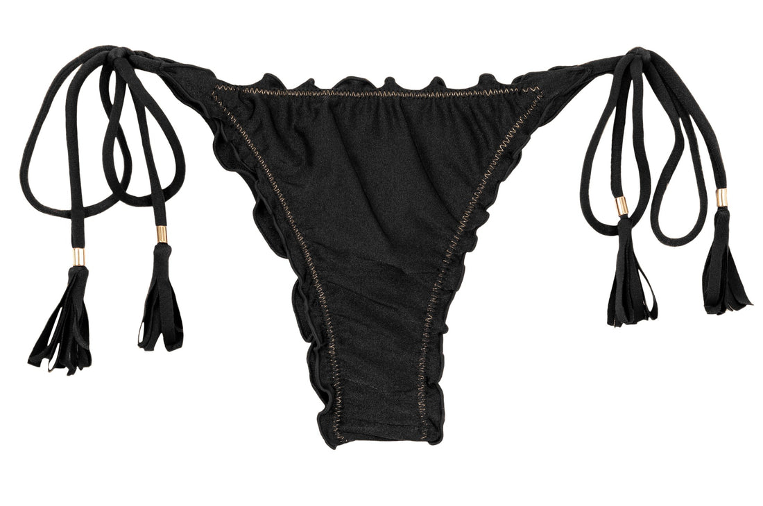 Product Front: Rio De Sol Bikini Bottoms Bottom Shimmer-Black Frufru-Fio
