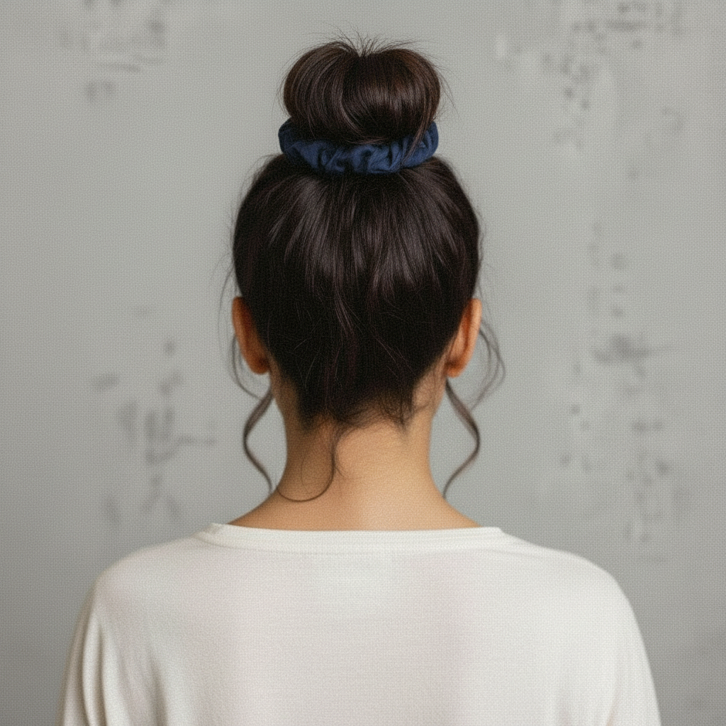 Model Back: Rio De Sol Hair Accessory Navy Scrunchie