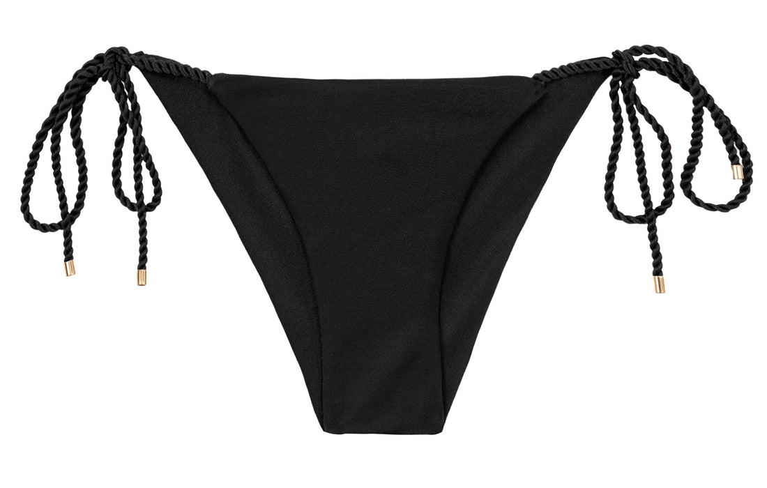 Product Front: Rio De Sol Bikini Bottoms Bottom Shimmer-Black Cheeky-Rope