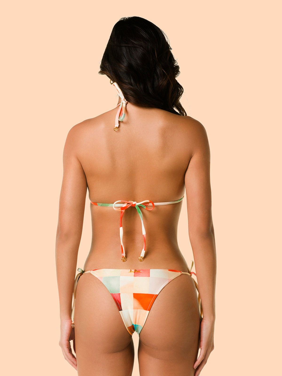 Model Back: Lua Morena Bikini Bottoms Bottom Cubismo-Abstrato Rolote-Fc-Iguais