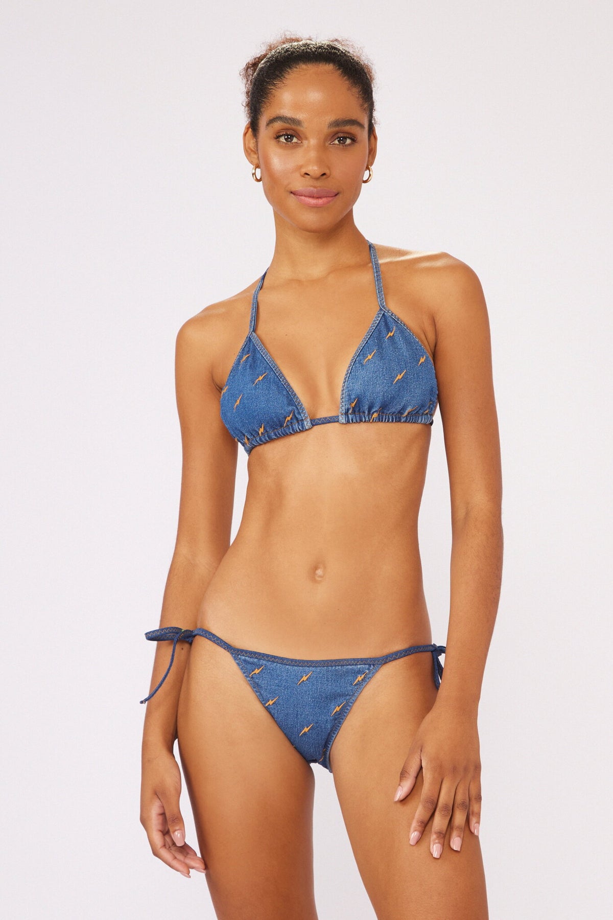 Model Front: Blueman Bikini Bottoms Bottom Jeans Lacinho-Vies