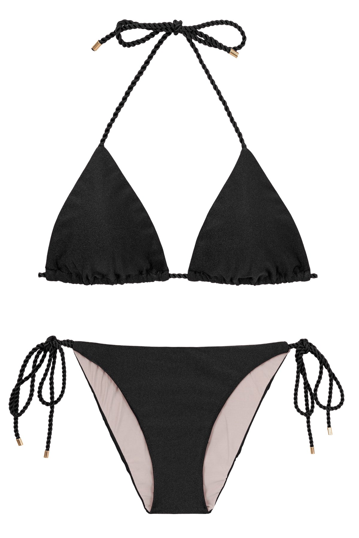 Product Front: Rio De Sol Two Piece Swimwear Set Shimmer-Black Tri-Rope Ibiza-Rope