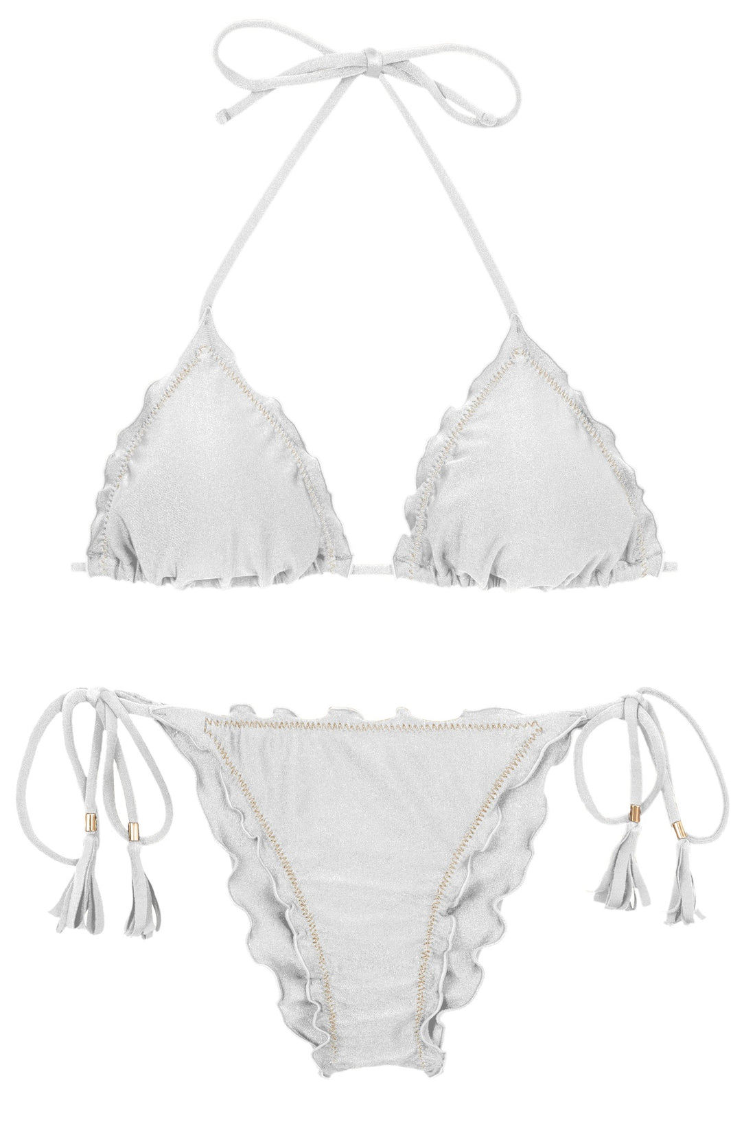 Product Front: Rio De Sol Two Piece Swimwear Set Shimmer-White Frufru