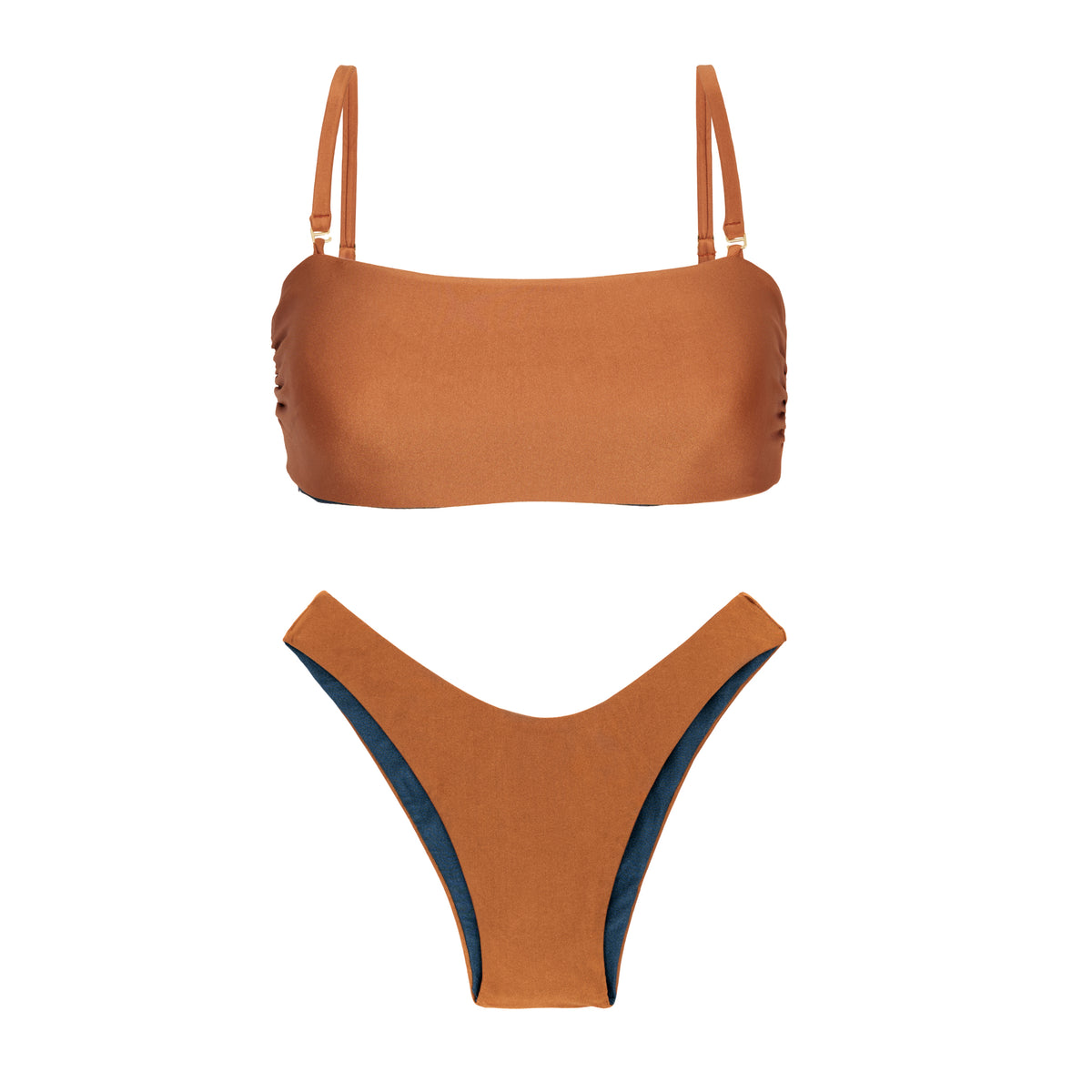 Product Front: Rio De Sol Two Piece Swimwear Set Nocciola Bandeau-Reto High-Leg