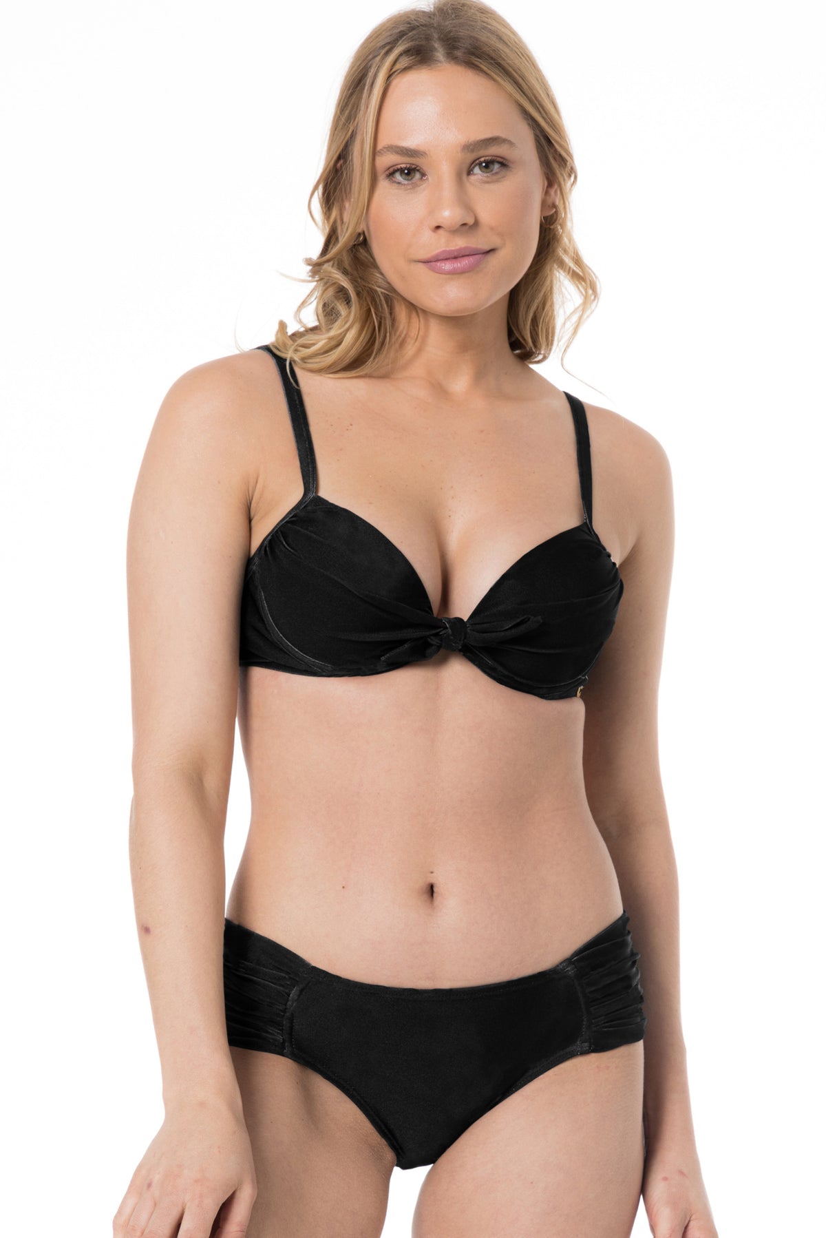 Gallery: Lua Morena Two Piece Swimwear No Drapeada Media Liso Preto