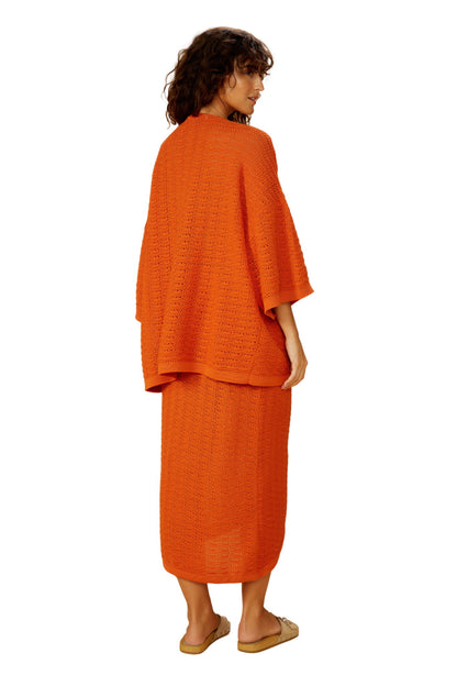 Model Back: Blueman Kaftans And Kimonos Laranja-Tricot Kimono