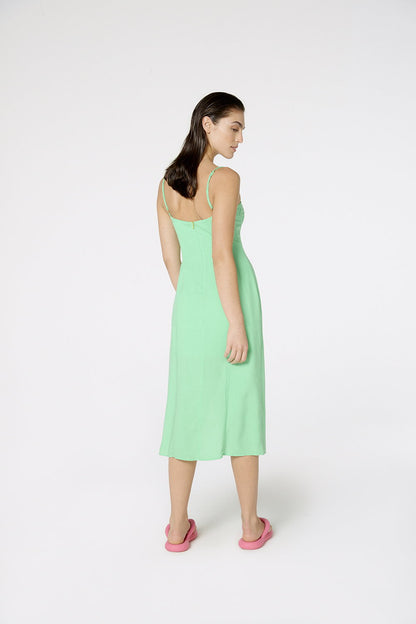 Model Back: Blueman Midi Dresses Vestido Fenda Liso Color