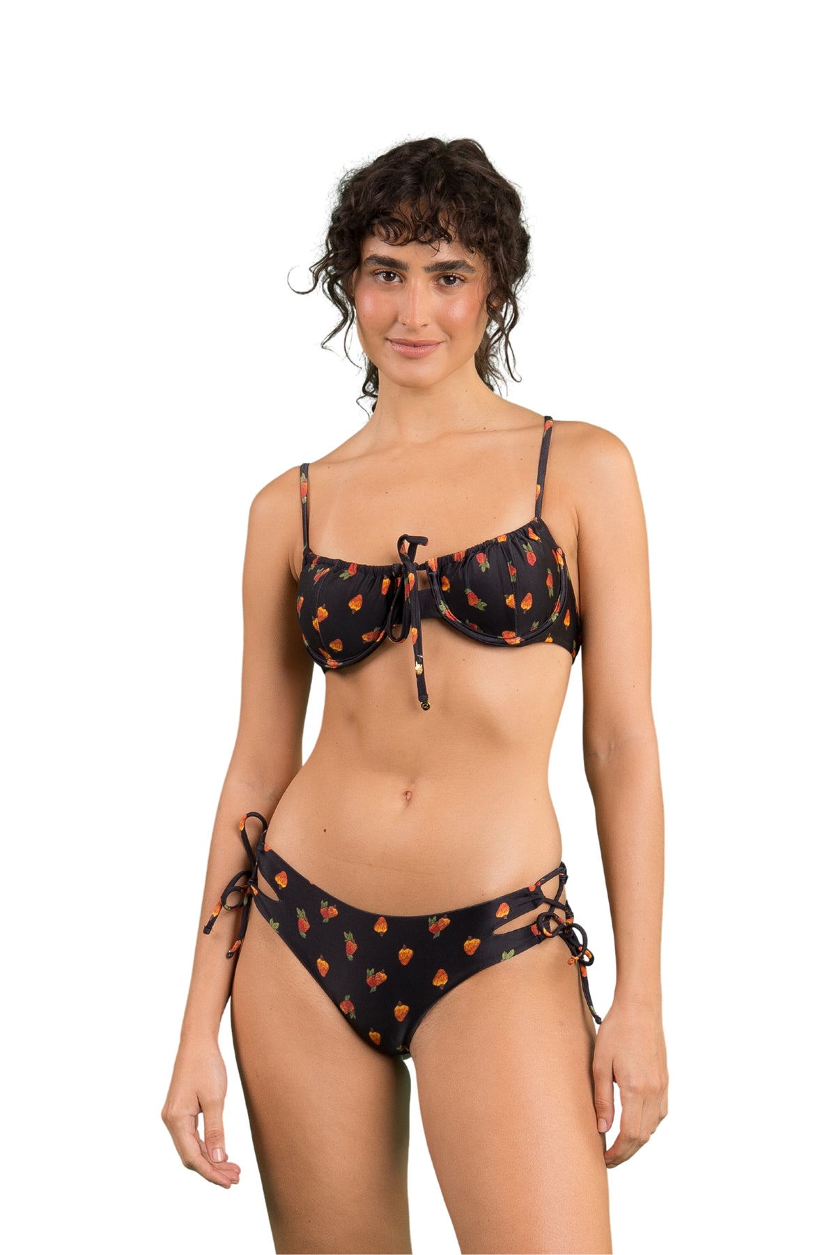Model Front: Rio De Sol Bikini Tops Top Cashew Balconet-Tie