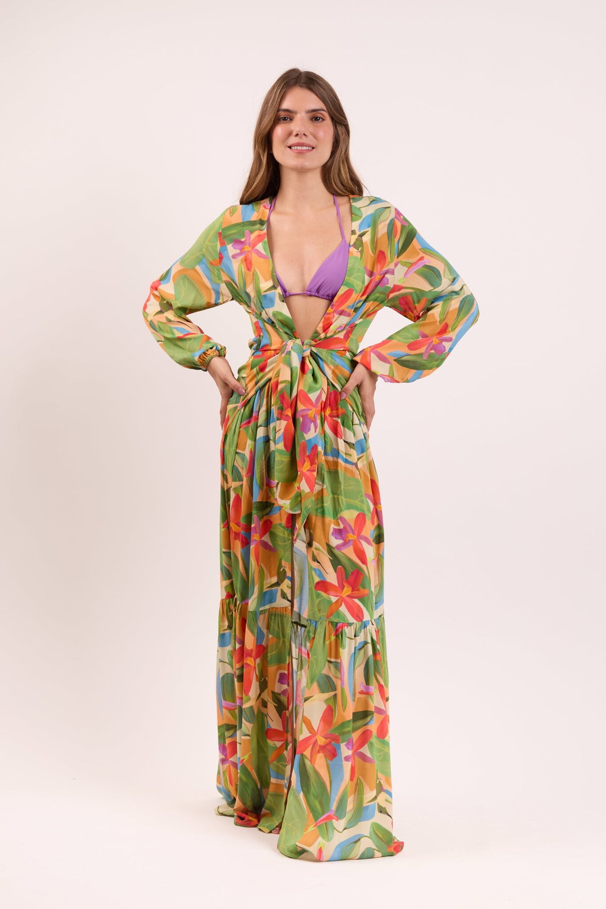 Model Front: Rio De Sol Maxi Dresses Tropical Long Dress Verona