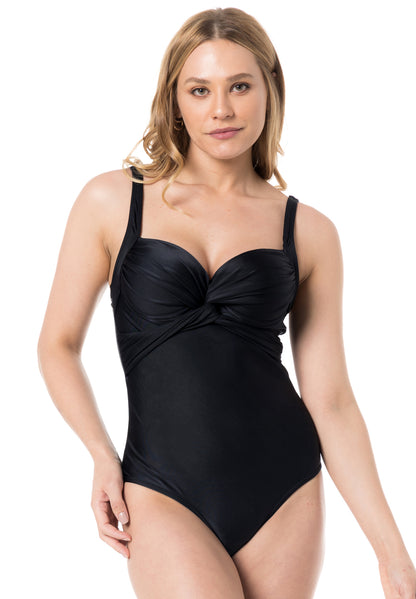 Gallery: Lua Morena One Piece Swimsuits Maio Meia-Taca Liso Preto