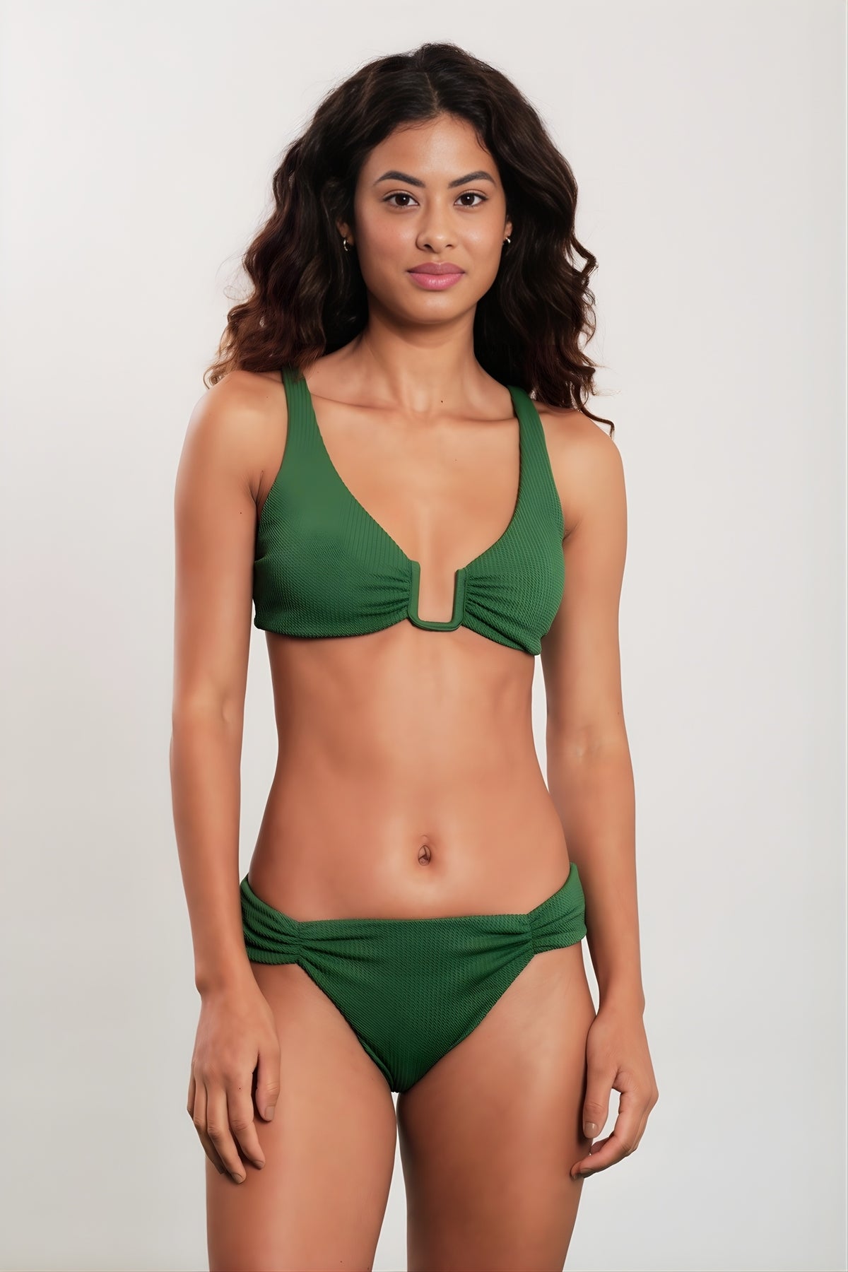 Model Front: Blueman Bikini Bottoms Bottom Green Panama