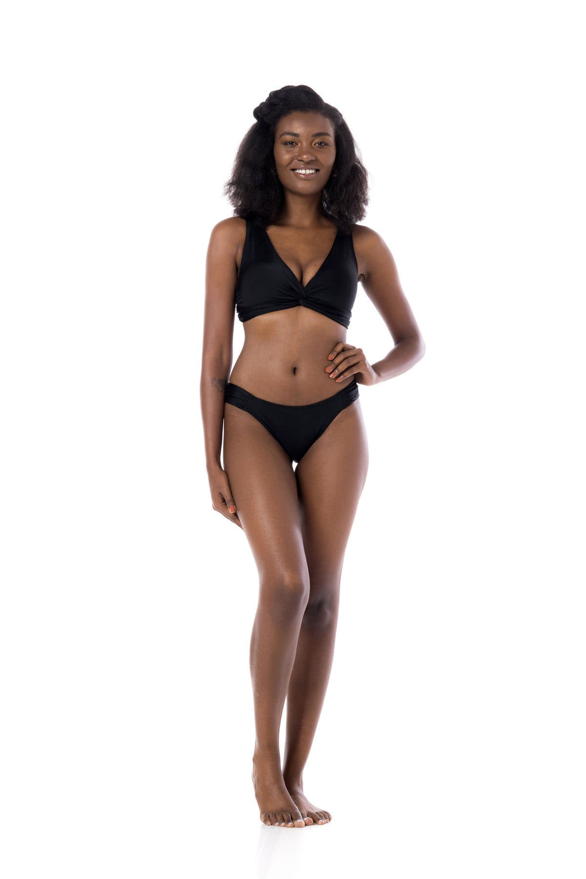 Model Front: La Playa Bikini Tops Top Cropped Ripple Preto