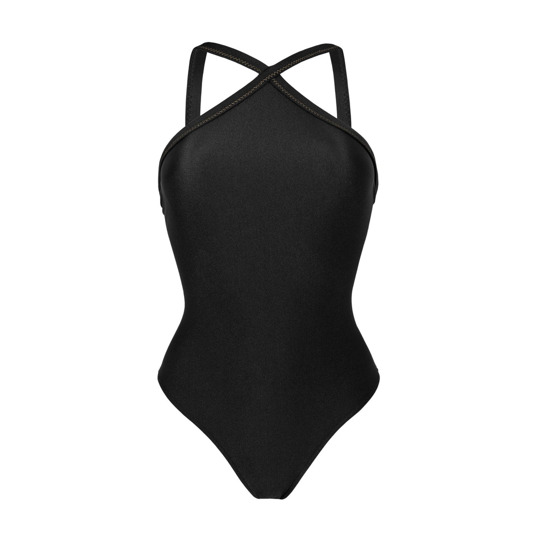 Product Front: Rio De Sol One Piece Swimsuits Shimmer-Black High-Neck
