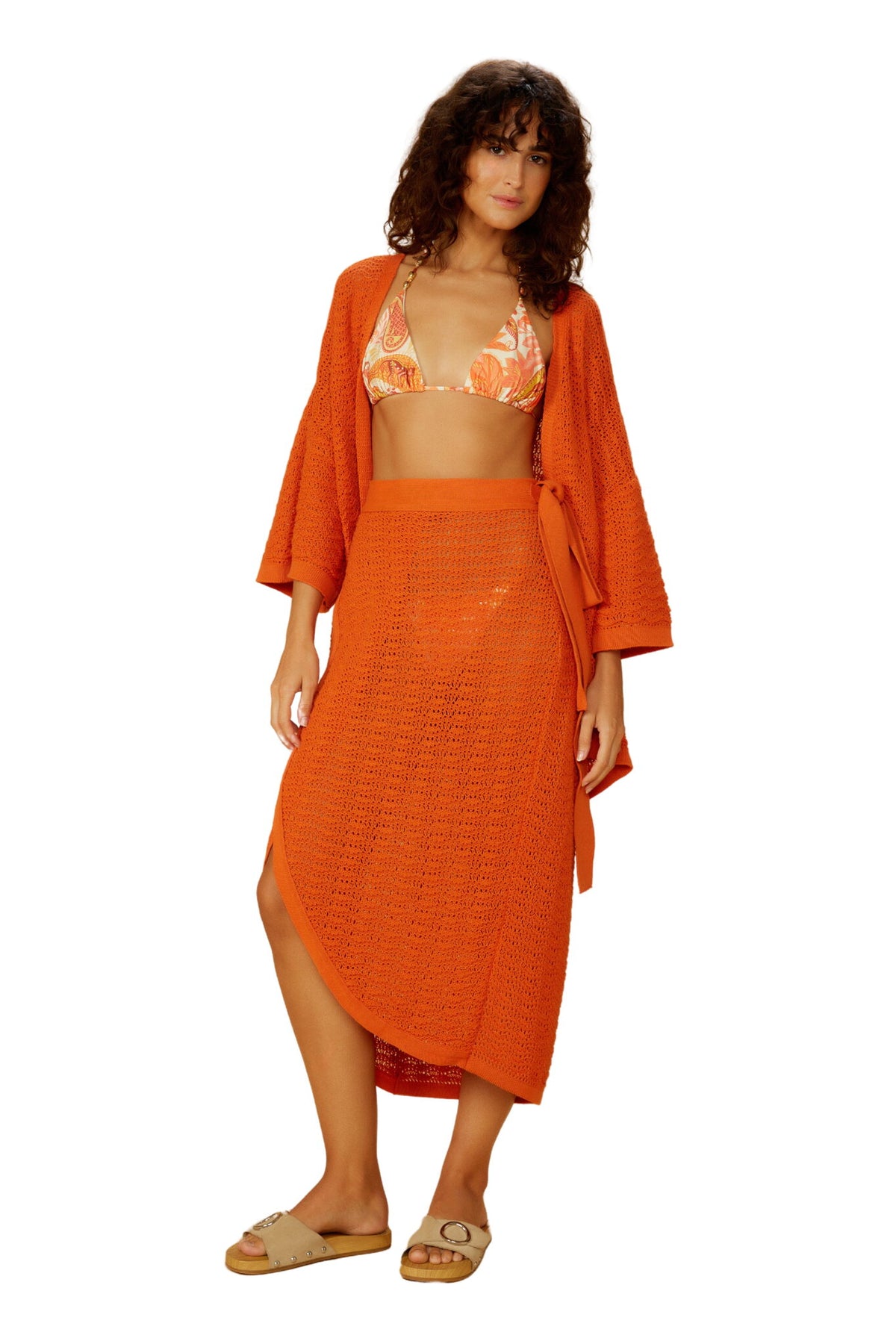Image 03: Blueman Kaftans And Kimonos Laranja-Tricot Kimono