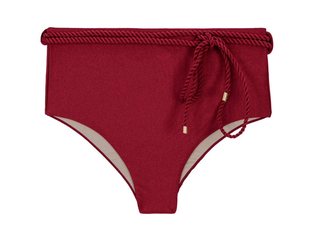 Product Front: Rio De Sol Bikini Bottoms Bottom Shimmer-Divino Belted-High-Waist