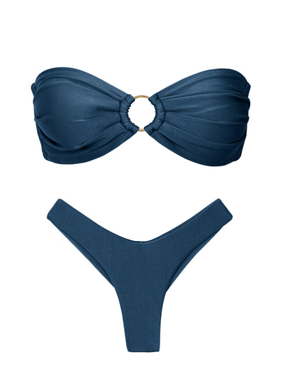 Product Front: Rio De Sol Two Piece Swimwear Set Shimmer-Shark Mavi Nara