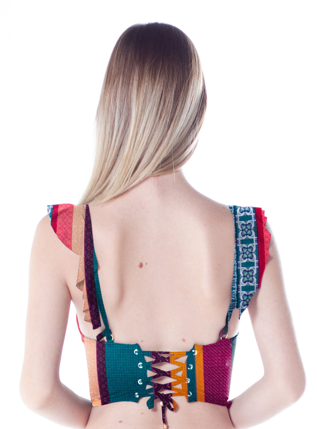 Model Back: La Playa Bikini Tops Top Babado Cropped Latina