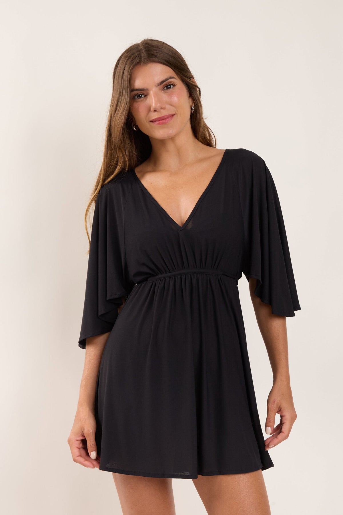 Model Front: Rio De Sol Mini Dresses Black Mini Dress