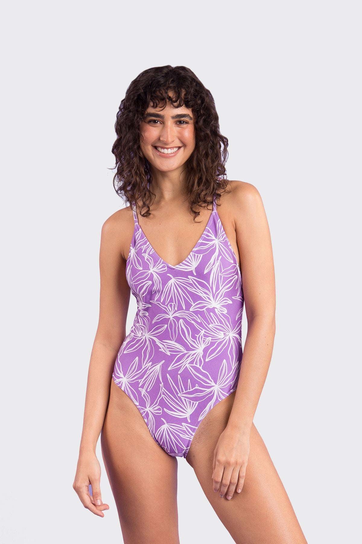 Model Front: Rio De Sol One Piece Swimsuits Trail-Purple Hype