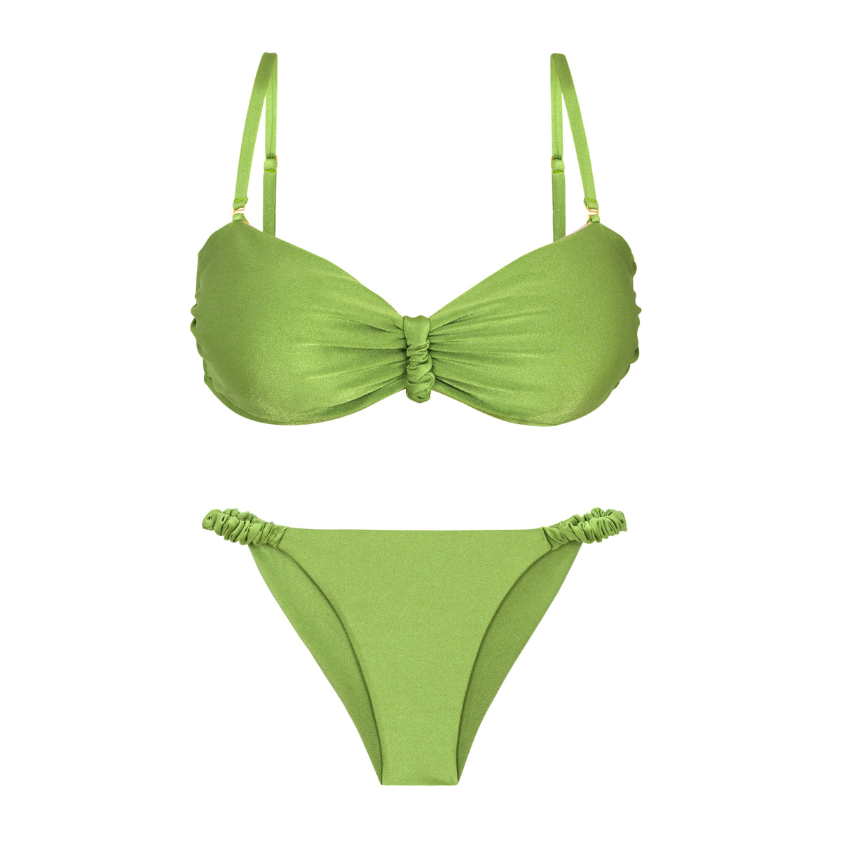 Product Front: Rio De Sol Two Piece Swimwear Set Shimmer-Botanica Bandeau-Crispy Cheeky-Crispy