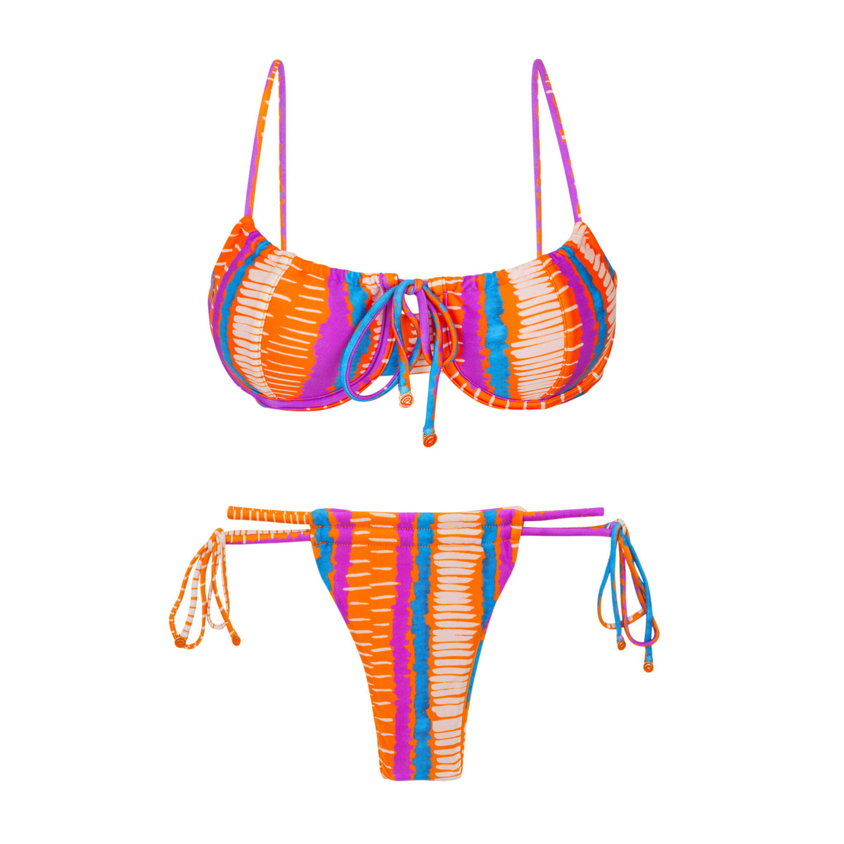 Product Front: Rio De Sol Two Piece Swimwear Set Stripes Balconet-Tie Pipa