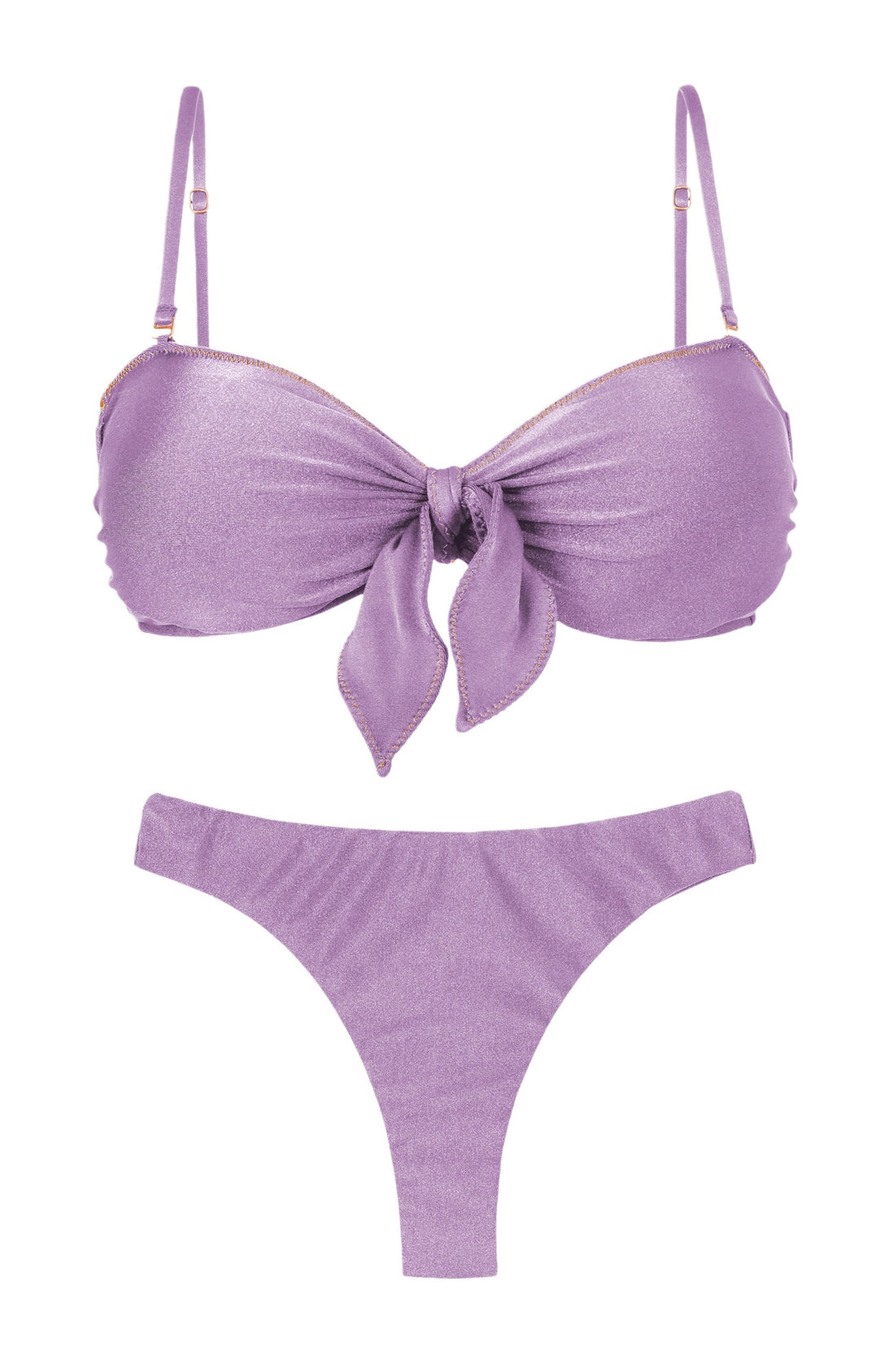 Product Front: Rio De Sol Two Piece Swimwear Set Shimmer-Harmonia Bandeau-Knot Nice-Fio