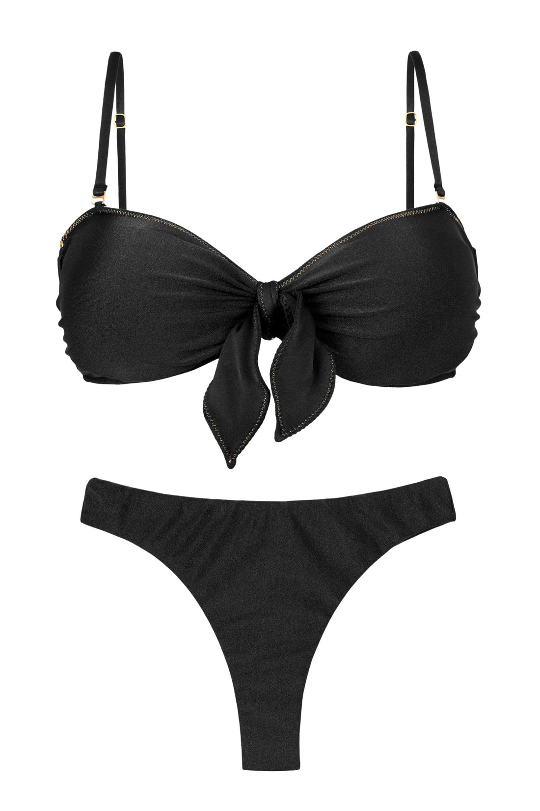 Product Front: Rio De Sol Two Piece Swimwear Set Shimmer-Black Bandeau-No Nice-Fio