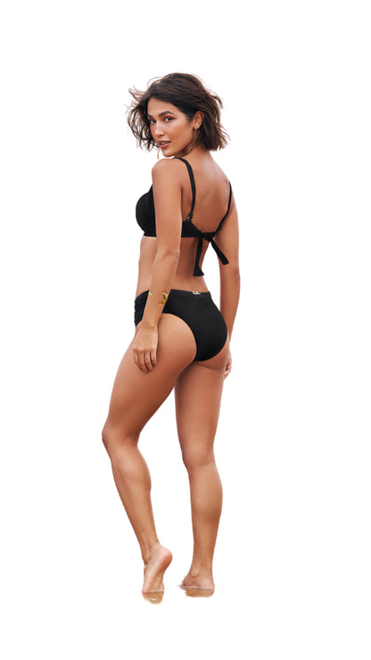 Model Back: Lua Morena Bikini Tops Top Drapeada Larga Liso Preto