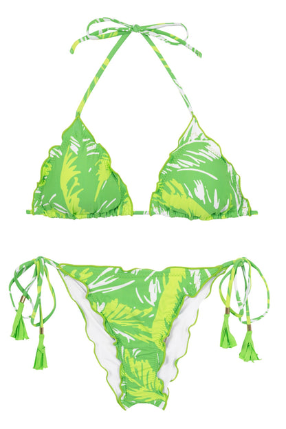 Product Front: Rio De Sol Two Piece Swimwear Set Green-Palms Frufru