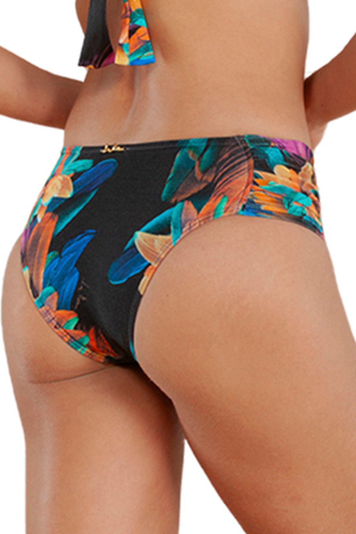 Image 04: Lua Morena Bikini Bottoms Bottom Drapeada Larga Brinco Preto
