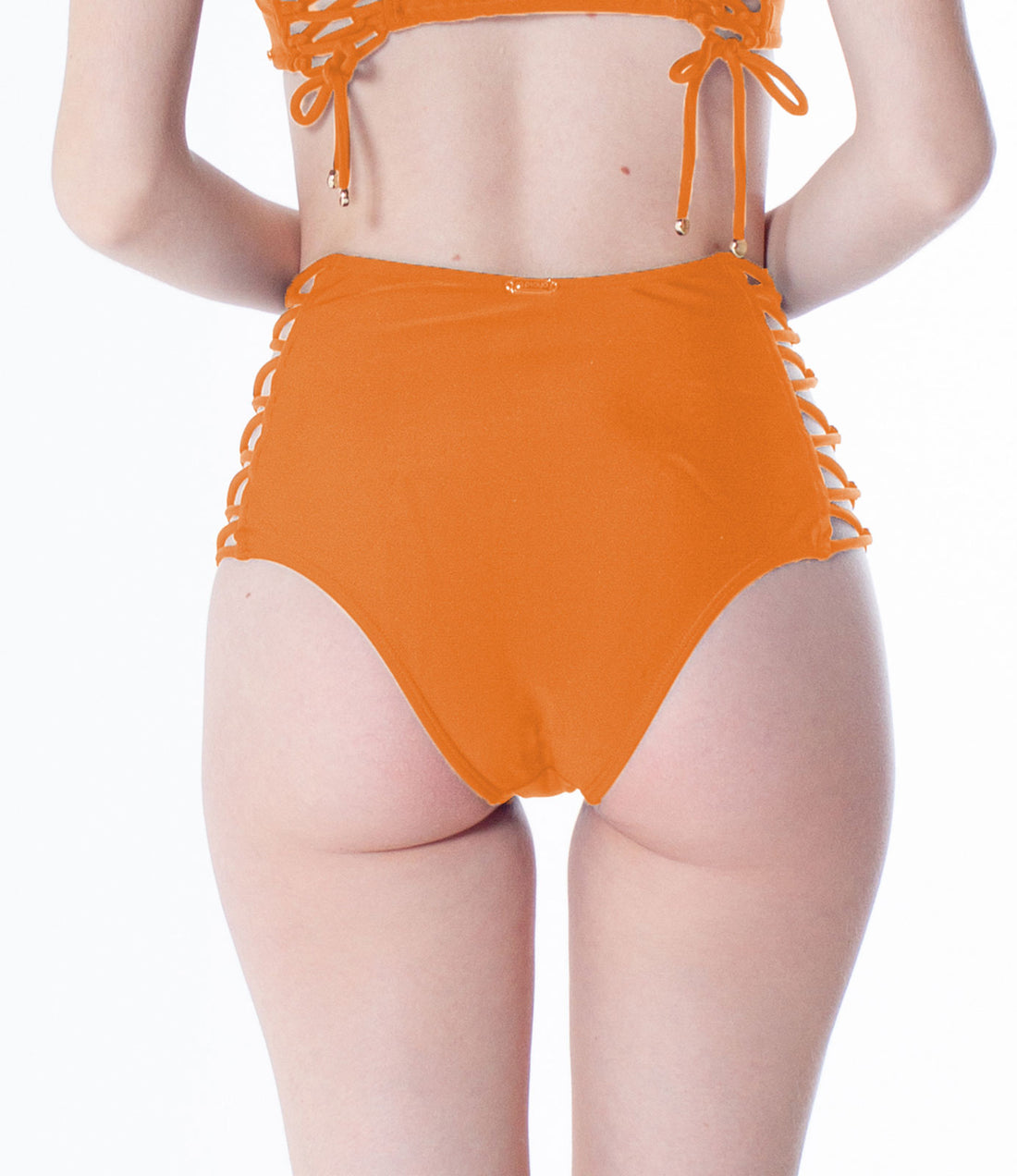 Model Back: La Playa Bikini Bottoms Bottom Tiras Cruzadas Neon Laranja