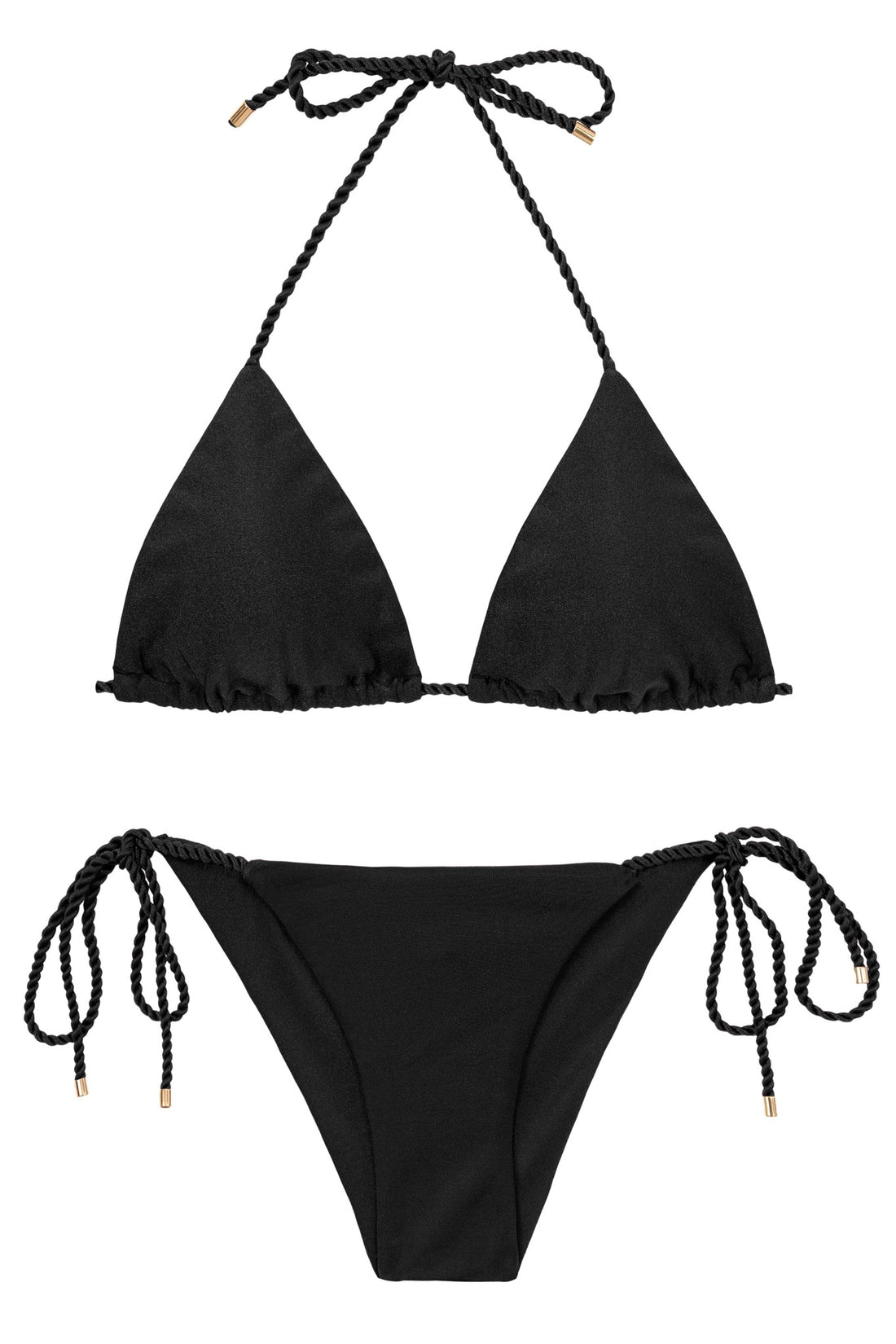 Product Front: Rio De Sol Two Piece Swimwear Set Shimmer-Black Tri-Rope Cheeky-Rope