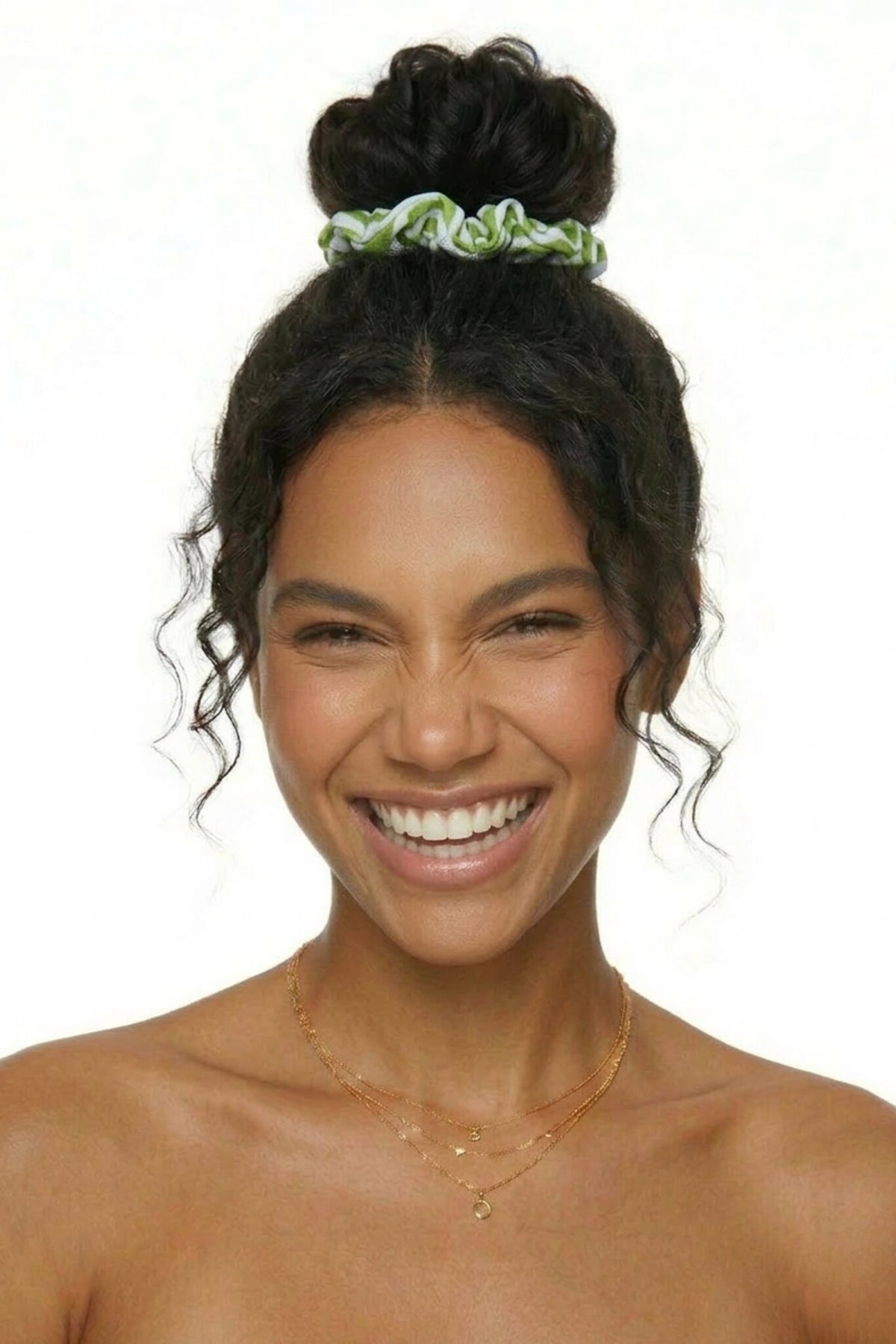 Model Front: Rio De Sol Hair Accessory Palms Scrunchie
