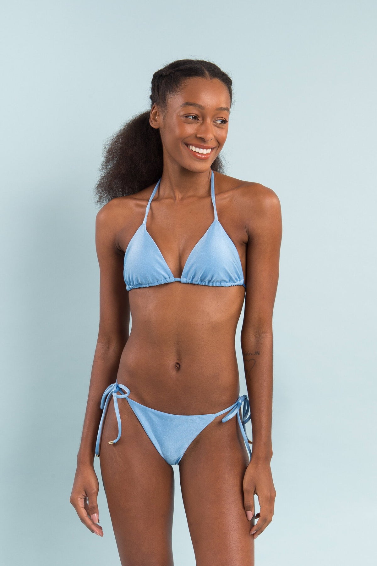 Model Front: Rio De Sol Two Piece Swimwear Set Shimmer-Baltic-Sea Tri-Inv Ibiza-Comfy