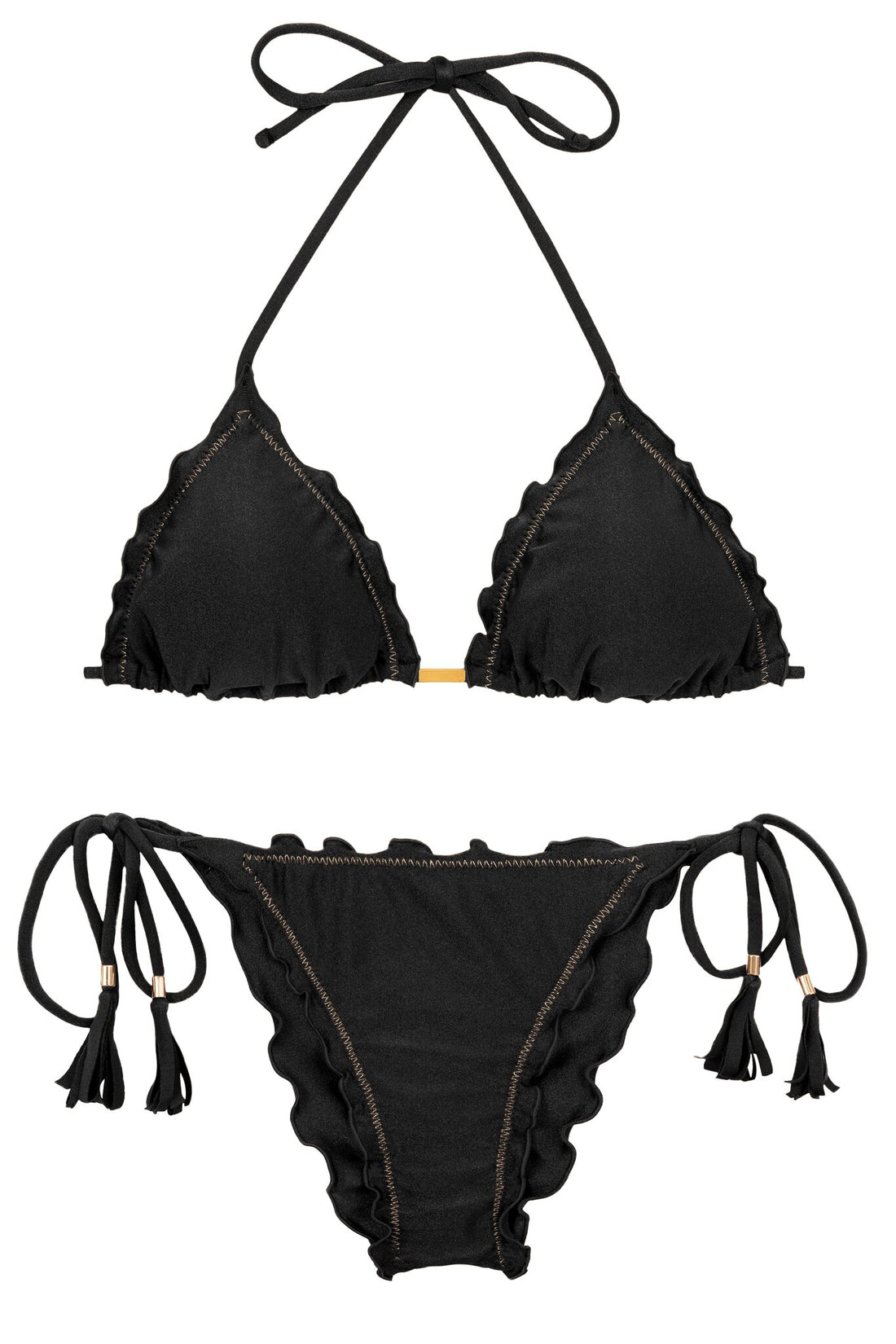 Product Front: Rio De Sol Two Piece Swimwear Set Shimmer-Black Frufru