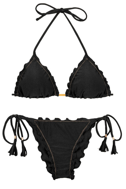 Product Front: Rio De Sol Two Piece Swimwear Set Shimmer-Black Frufru