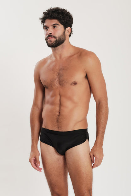 Model Front: Blueman Swim Trunks Sunga Miami Liso Preto